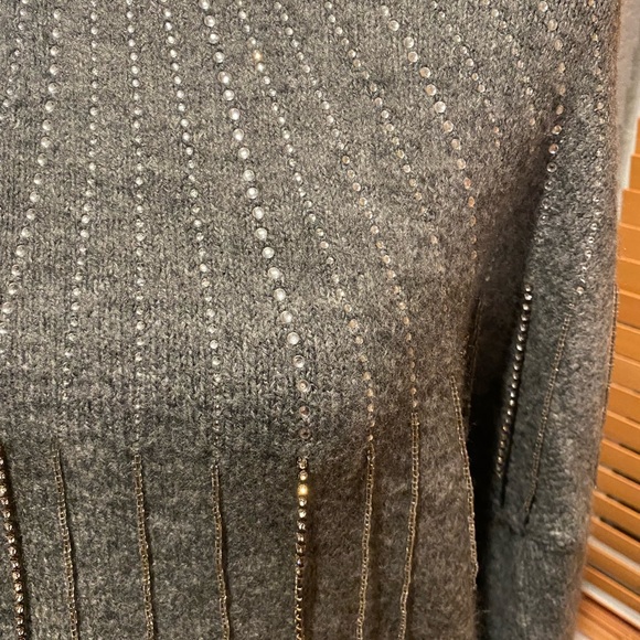 ZARA Ladies Embellished Hi-Neck Gray Sweater - Picture 2 of 5